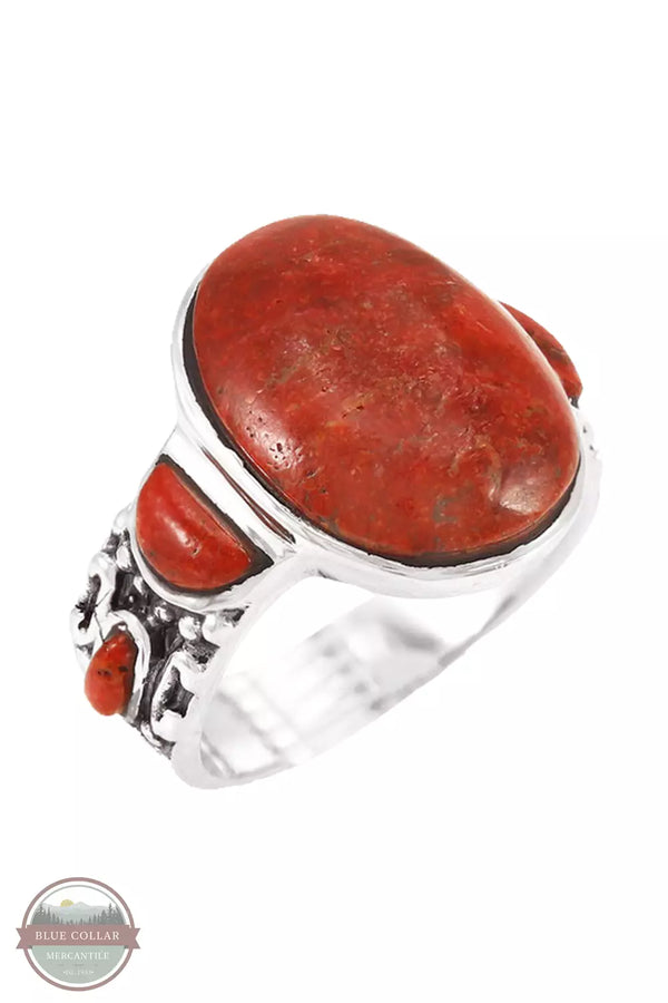 Turquoise Factory R2434-C74 Coral Sterling Silver Ring Profile View