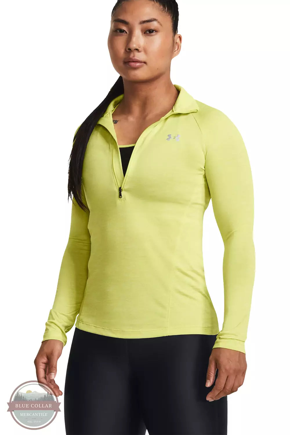 Under Armour 1320128 Tech Twist 1/2 Zip Pullover Lime Yellow Front View