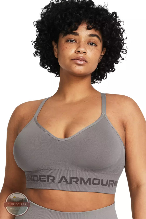 Under Armour 1357719-294 Seamless Low Long Sports Bra Large Front View