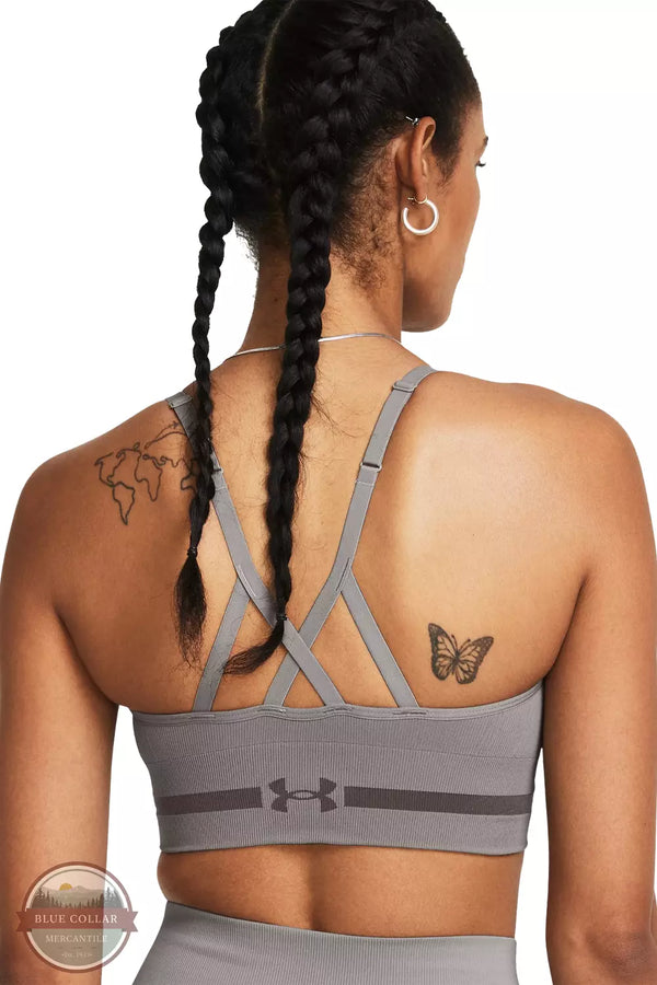 Under Armour 1357719-294 Seamless Low Long Sports Bra Small Back View