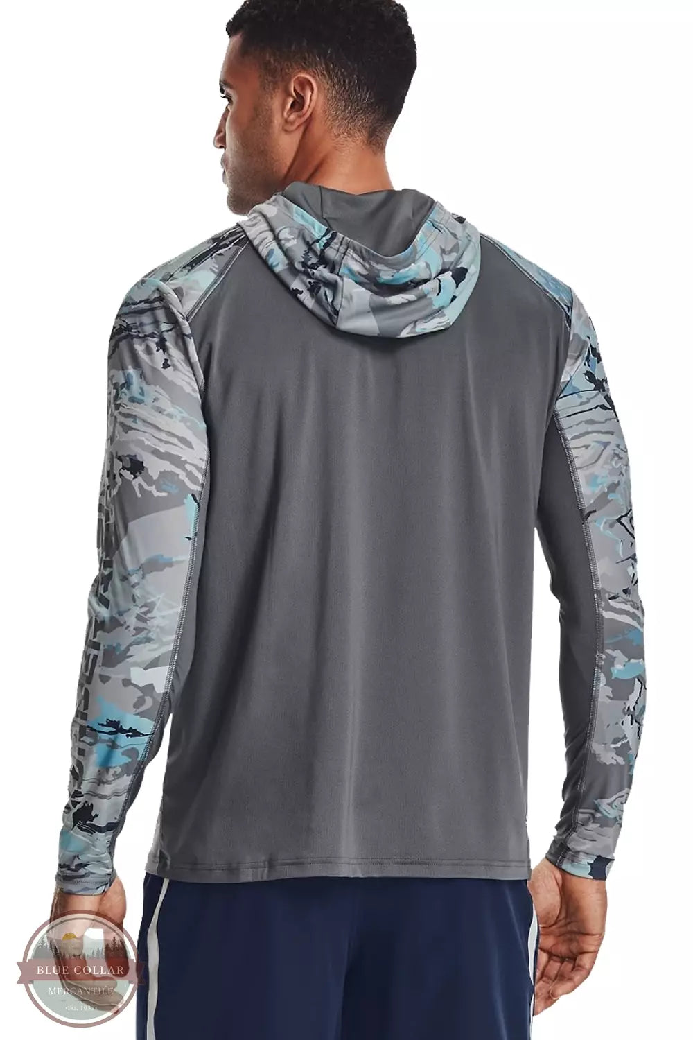Under Armour 1361274 Iso-Chill Shorebreak Camo Hoodie Gray / Blue Back View