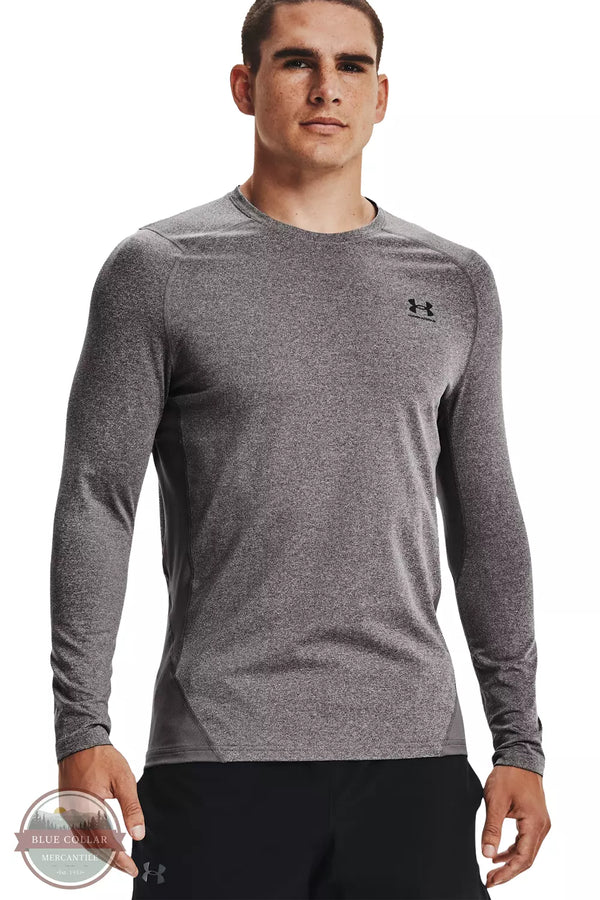 ColdGear Fitted Crew Long Sleeve Base Layer in Charcoal Light Heather /  Black by Under Armour 1366068-020