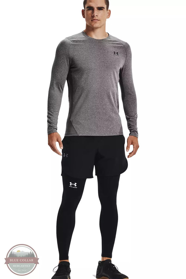 Under Armour 1366068-020 ColdGear Fitted Crew Long Sleeve Base Layer in  Charcoal Light Heather / Black
