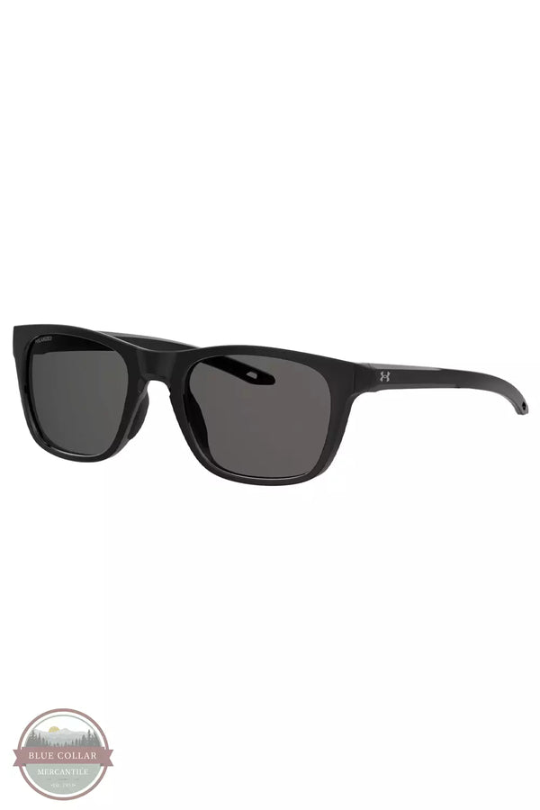 Under Armour 1368126-002 Raid Sunglasses in Shiny Black / Dark Ruthenium Profile View