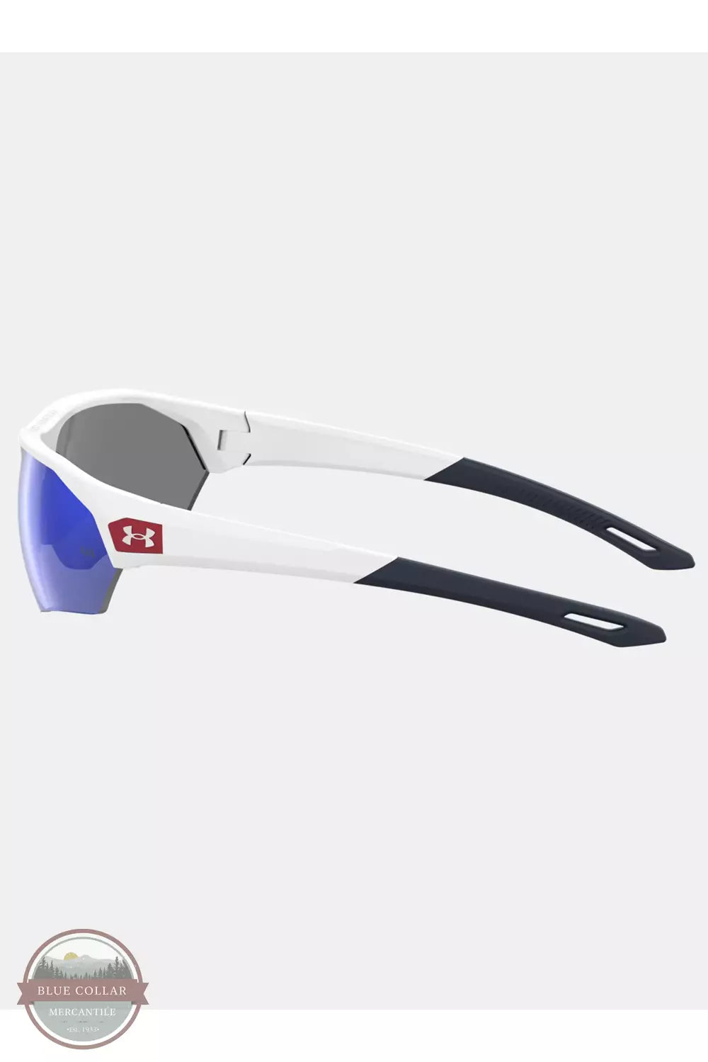 Under Armour 1368157-982 TUNED Playmaker Sunglasses in Matte White / Shiny Silver Side View