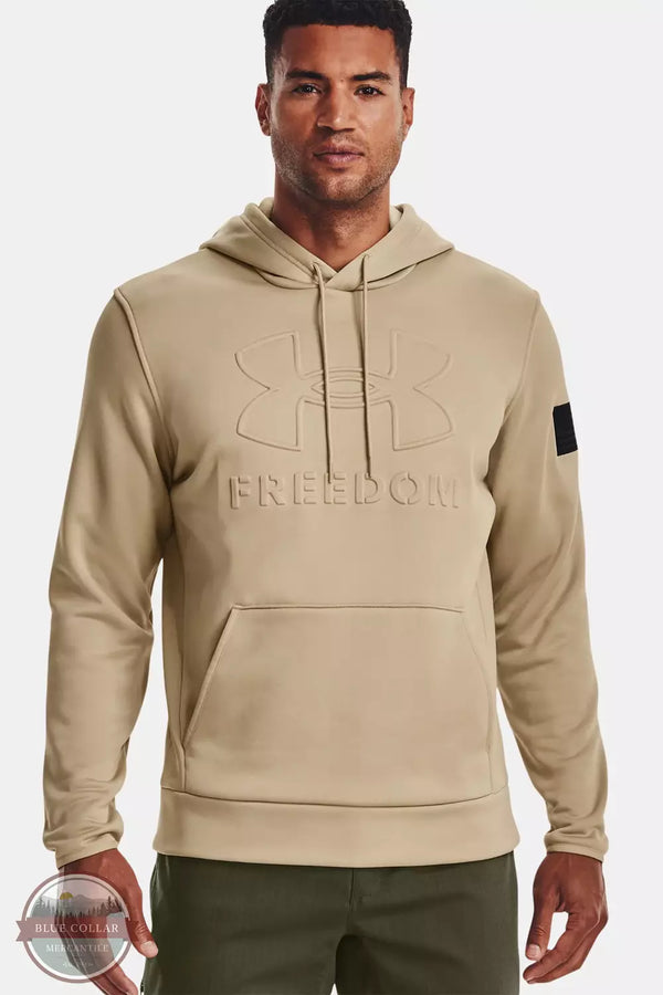 Under Armour 1368585-290 Freedom Embossed Hoodie in Desert Sand Front View