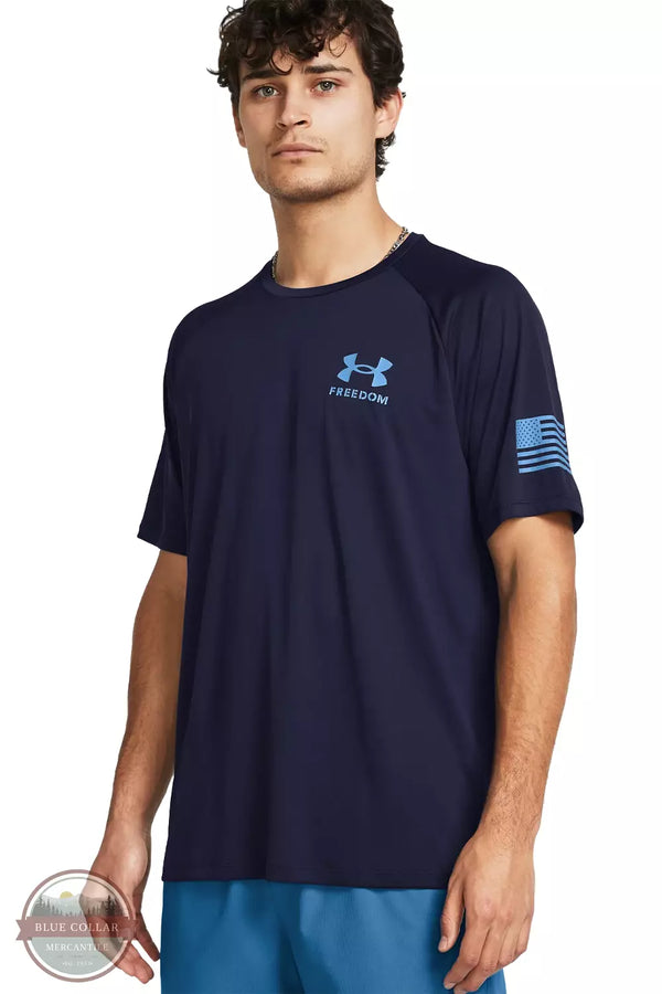 Under Armour 1369468 Tech Freedom T-Shirt Midnight Navy Front View