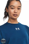 Under Armour 1369856-426 Rival Terry Crew Sweatshirt in Varsity Blue/White Detail View