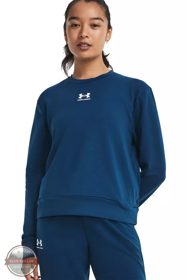 Under Armour 1369856-426 Rival Terry Crew Sweatshirt in Varsity Blue/White Front View