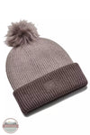 Under Armour 1373098-294 Ladies Halftime Ribbed Pom Beanie in Pewter / Ash Taupe / Metallic Champagne Gold Front View