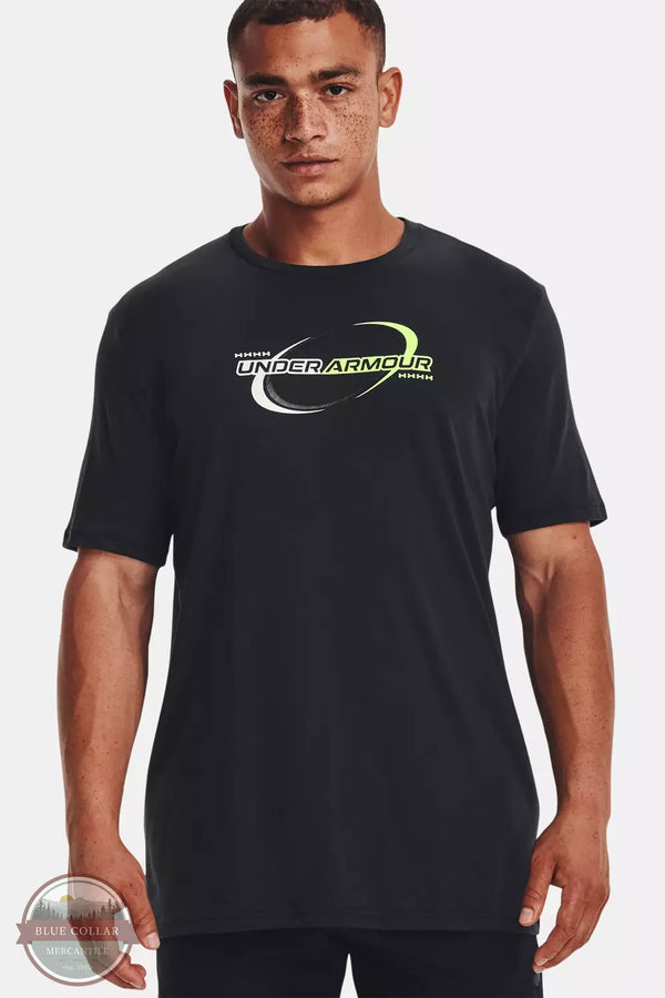 Under Armour 1376860-001 Sportstyle Short Sleeve T-Shirt in Black/Lime Surge Front View