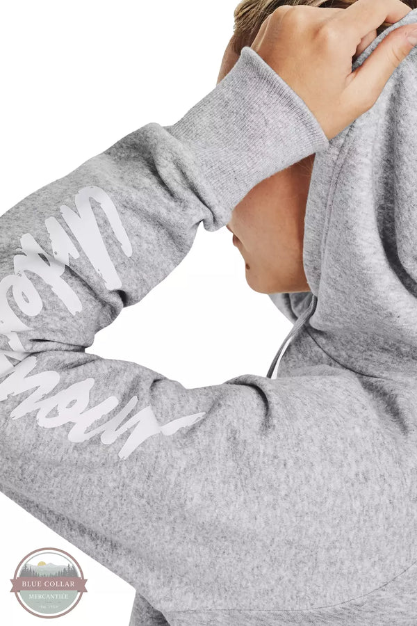 Under Armour 1379609-012 Rival Fleece Graphic Hoodie in Mod Gray Light Heather/White Detail View
