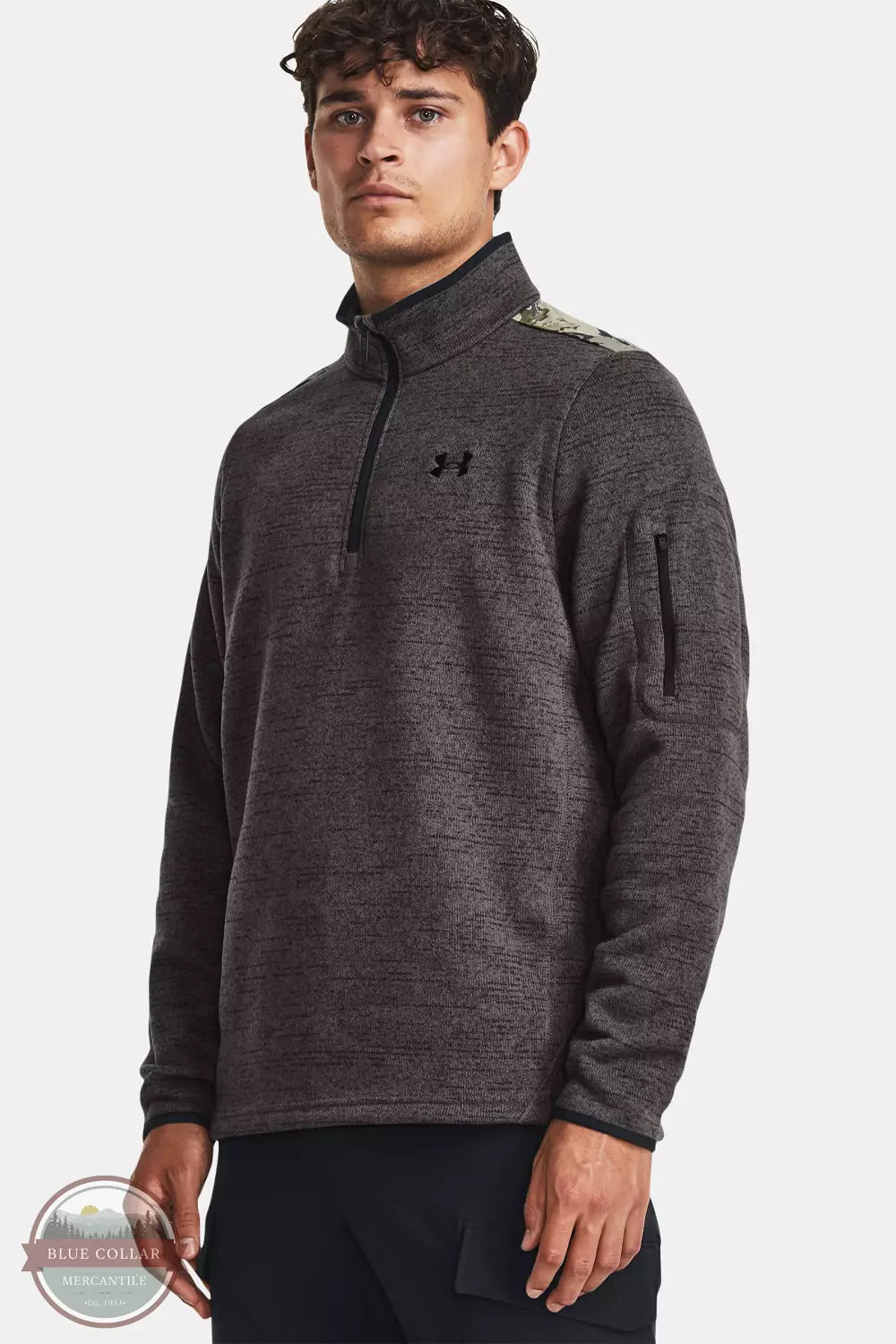 Under Armour 1382178 Specialist Print Quarter Zip Pullover Charcoal Front View