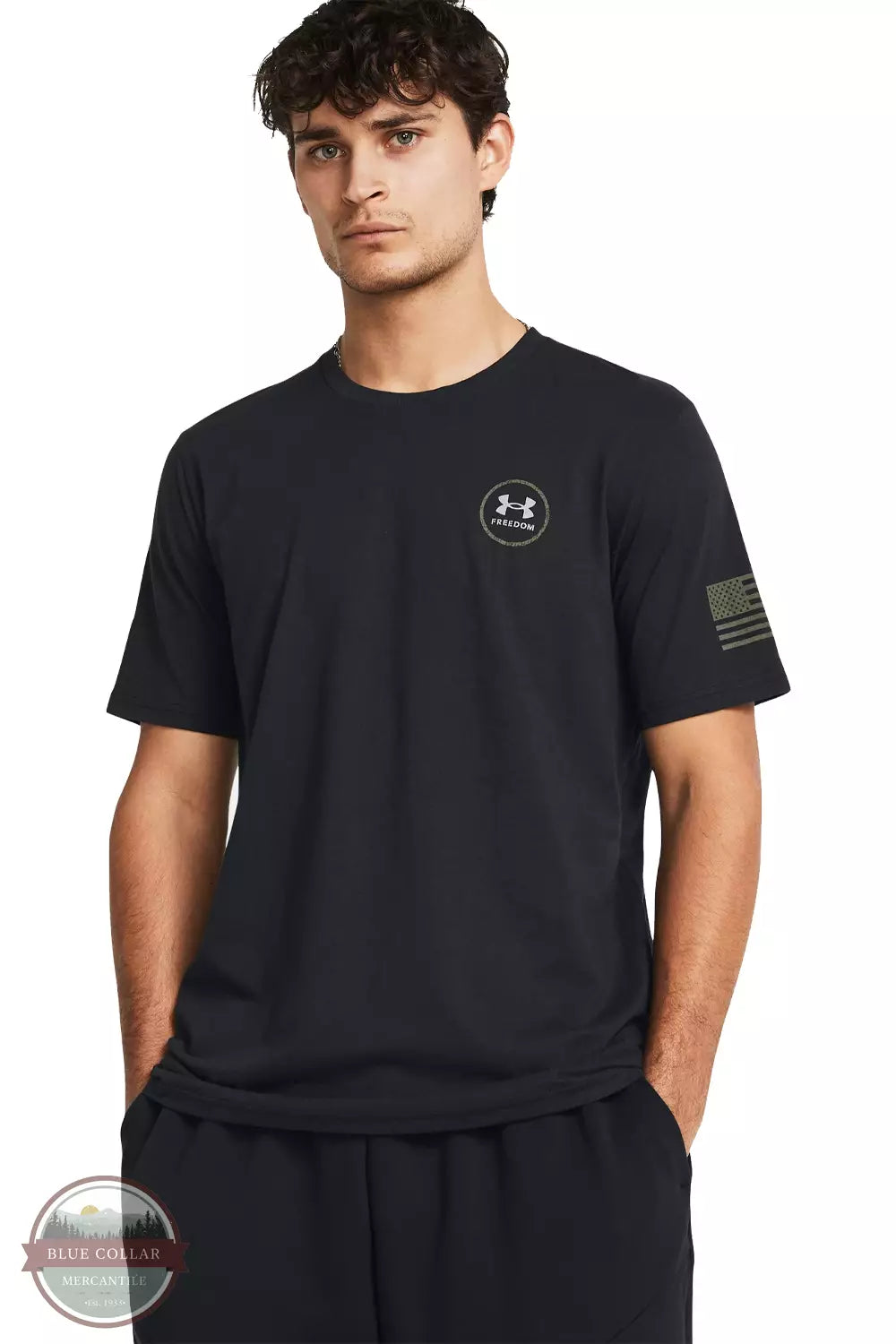 Under Armour 1382996 Freedom Mission Made T-Shirt Black Marine Green Front View