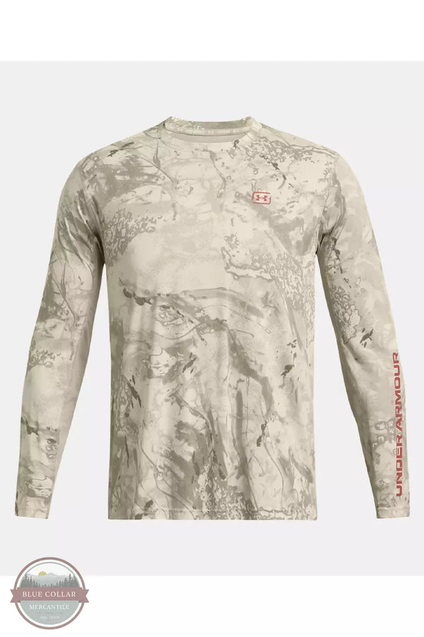 Under Armour 1383573 Fish Pro Chill Camo Long Sleeve Shirt Khaki Base Front View