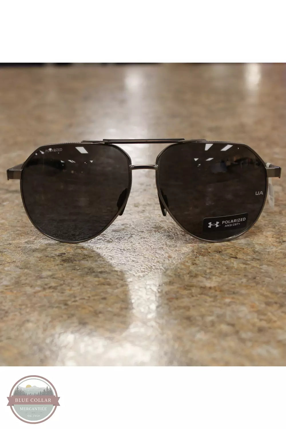 Under Armour 1385110-947 Honcho Polarized Sunglasses in Matte Dark Ruthenium / Palladium Front View