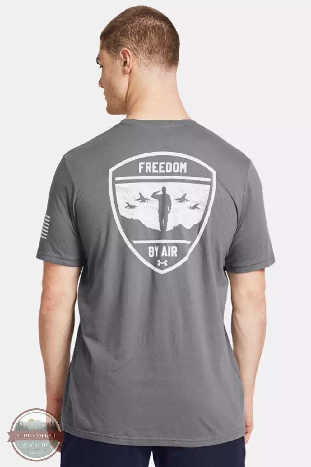 Under Armour 1385948-024 Freedom By Air Short Sleeve T-Shirt in Titan Gray Back View