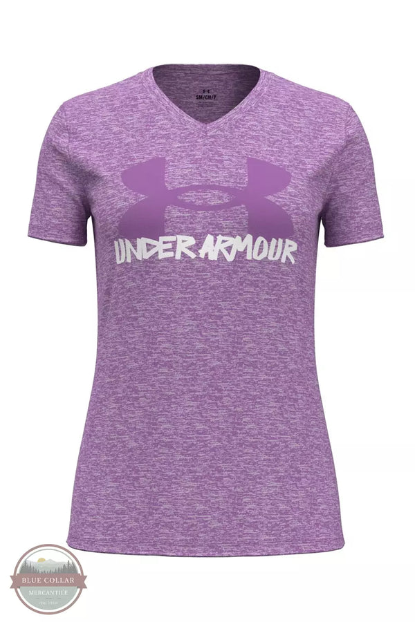 Under Armour 1385996 Tech Marker Twist Short Sleeve T-Shirt Provence Purple Front View