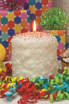 Warm Glow Candle Co. BIRCAKMH Birthday Cake Mini Hearth Candle Front View