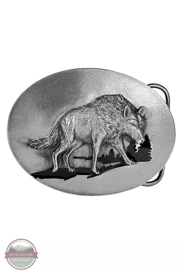 Western Express O-7 Preying Wolf Buckle Front View