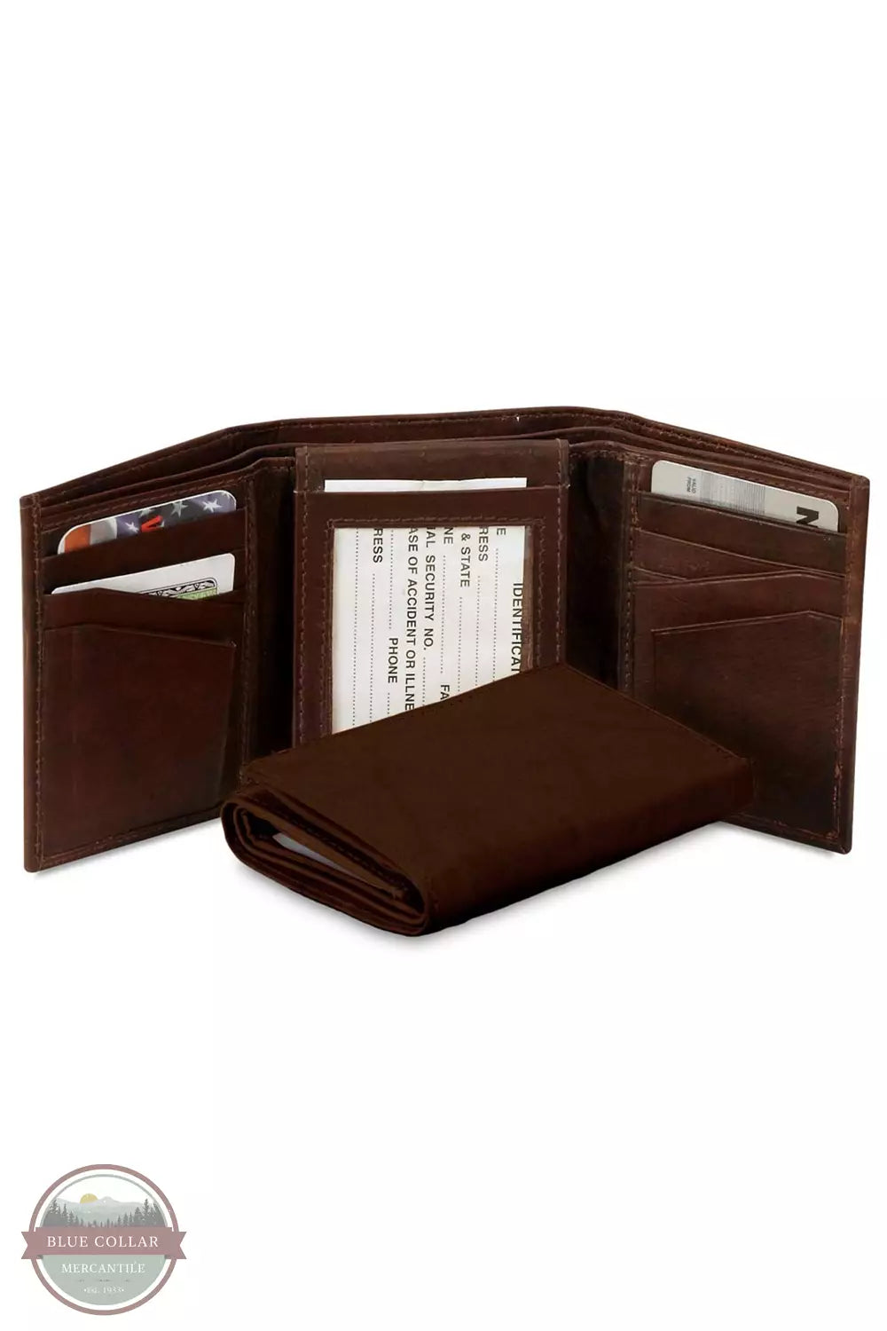 Western Express MIN-2364 Leather Tri-fold Wallet Brown Front View