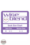 Carolina Ultimate 8040 Wise Blend Ladies Angora Snow Flake Crew Socks in Black Size Chart