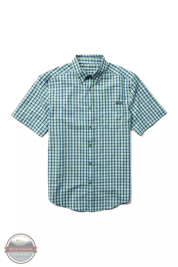 Wolverine W1203610 Mortar Plaid Short Sleeve Button Down Work Shirt Pesto Front View