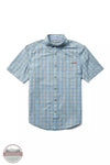 Wolverine W1203610 Mortar Plaid Short Sleeve Button Down Work Shirt Light Blue Front View