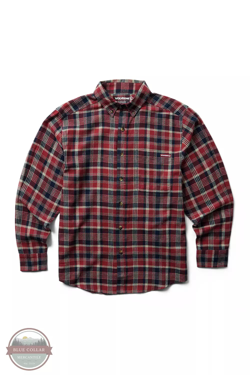 Wolverine W1211540 Hastings Flannel Shirt Barn Red Front View