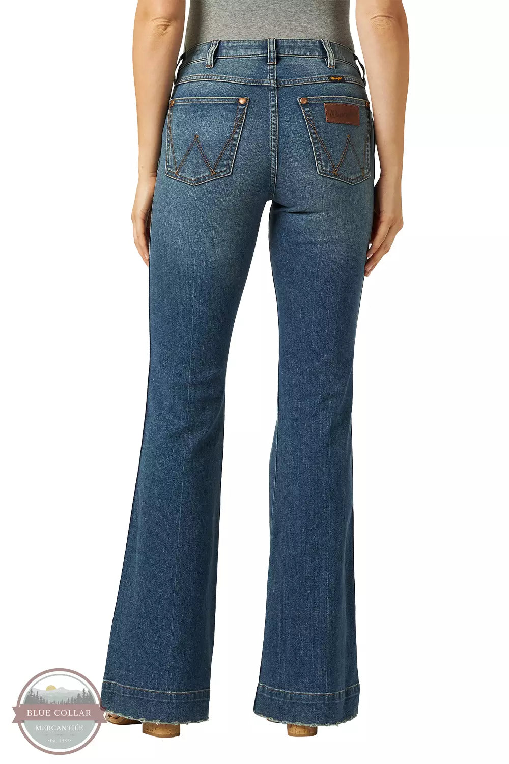 Wrangler 1011MPESY Retro Premium High Rise Slim Trouser Jeans in Shelby Back View