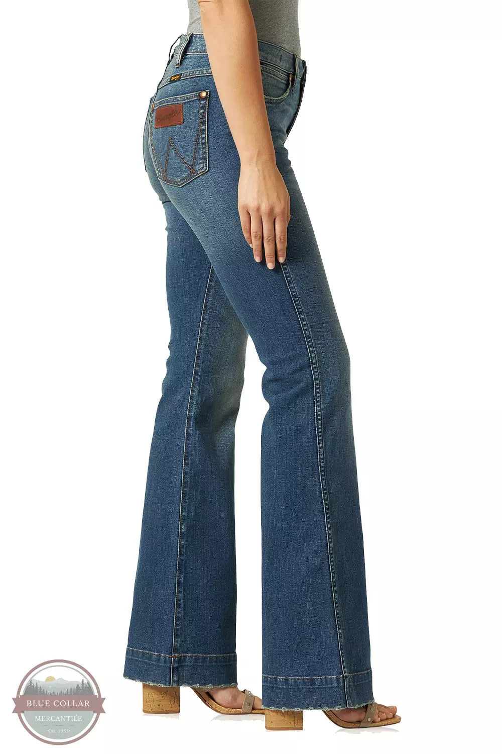 Wrangler 1011MPESY Retro Premium High Rise Slim Trouser Jeans in Shelby Side View