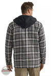 Wrangler 112330053 Riggs Workwear Hooded Flannel Work Jacket in Grey Black Back View