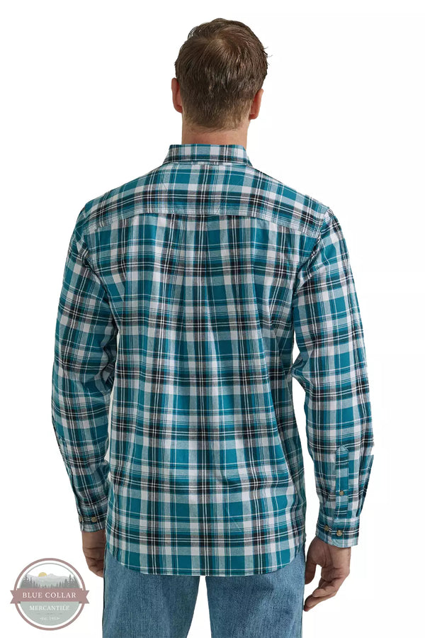 Wrangler 112330355 Button Down Shirt in Teal Back View