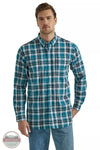 Wrangler 112330355 Button Down Shirt in Teal Front View