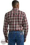 Wrangler 112330377 PBR Long Sleeve Western Snap Shirt in Red Plaid Back View