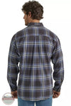 Wrangler 112330380 Rugged Wear Button Down Flannel Shirt in Navy Indigo Back View