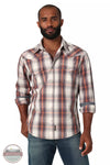 Wrangler 112330788 Retro Premium Long Sleeve Western Snap Shirt in Orange Plaid Front View