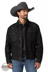 Wrangler 112335726 Cowboy Cut Sherpa Lined Denim Jacket in Black Obelisk Front View