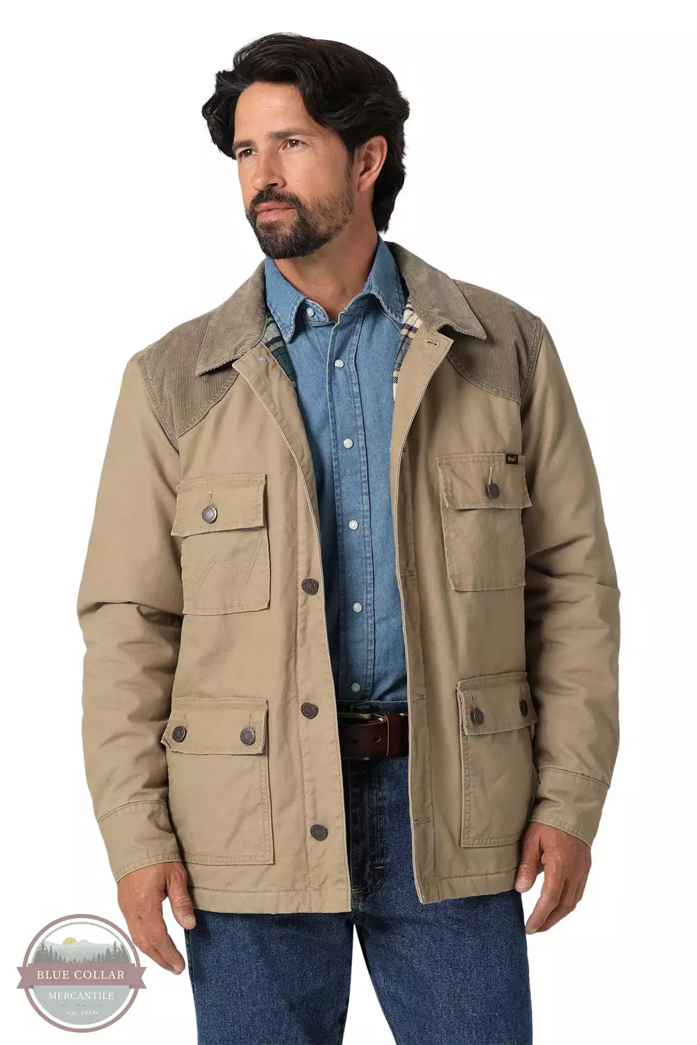 Wrangler 112335746 Corduroy Yoke Lined Barn Coat in Cathay Spice Front View