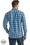 Wrangler 112336386 Rugged Wear Long Sleeve Wrinkle Resist Button-Down Shirt in Teal Plaid Back View