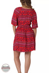 Wrangler 112336453 Retro Americana Half Sleeve Dress in a Red Aztec Print Back View