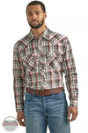 Wrangler 112337983 20X Competition Advanced Comfort Long Sleeve Two Pocket Snap Shirt in Pumpkin Plaid Front View