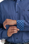 Wrangler 112338099 George Strait Long Sleeve One Pocket Button Down Shirt in Midnight Splash Cuff Detail