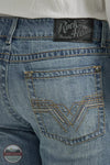 Wrangler 112338550 Rock 47 Slim Fit Bootcut Jeans in Roundabout Back Detail View