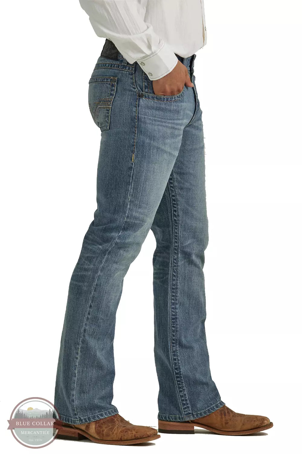 Wrangler 112338550 Rock 47 Slim Fit Bootcut Jeans in Roundabout Side View