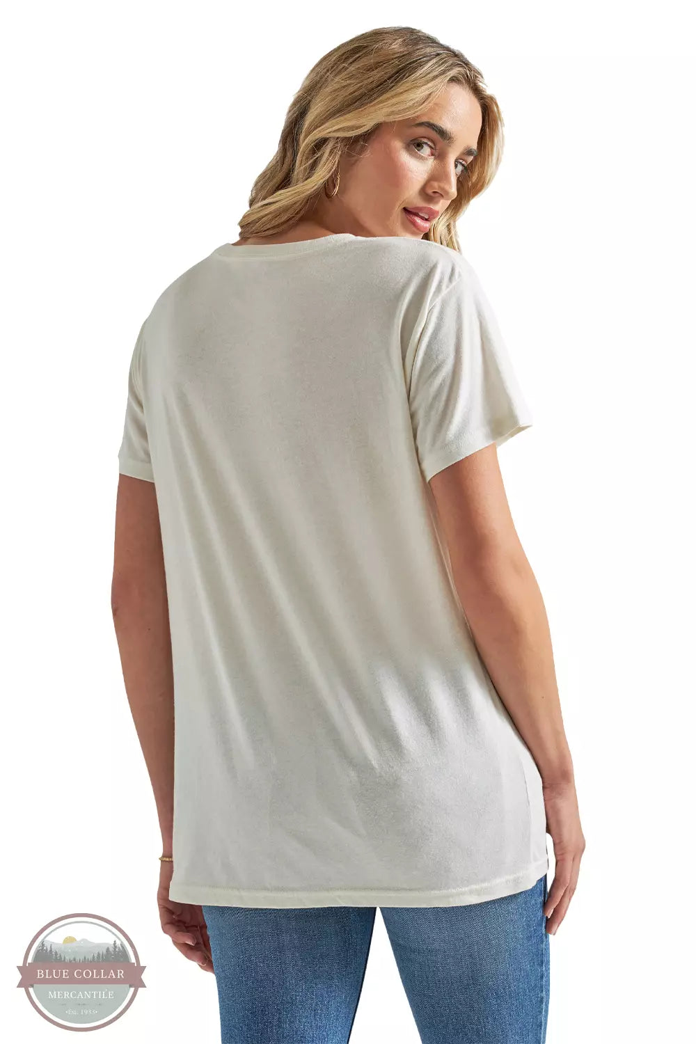 Wrangler 112339528 Long Live Cowboys T-Shirt in White Back View