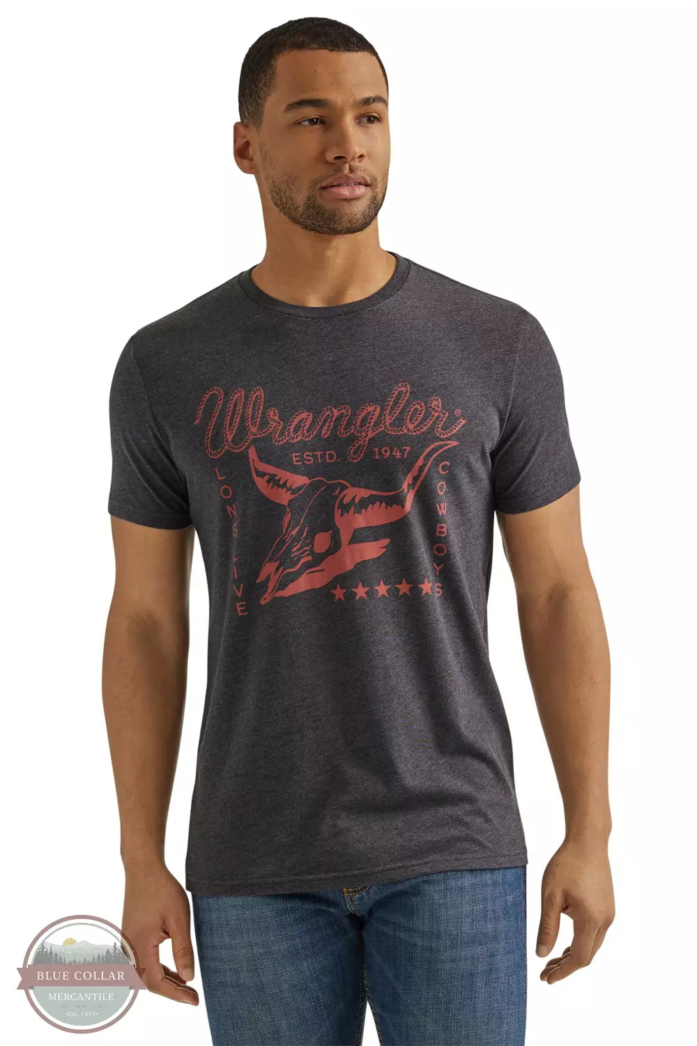 Wrangler 112344112 Year-Round T-Shirt in Caviar Heather Front View