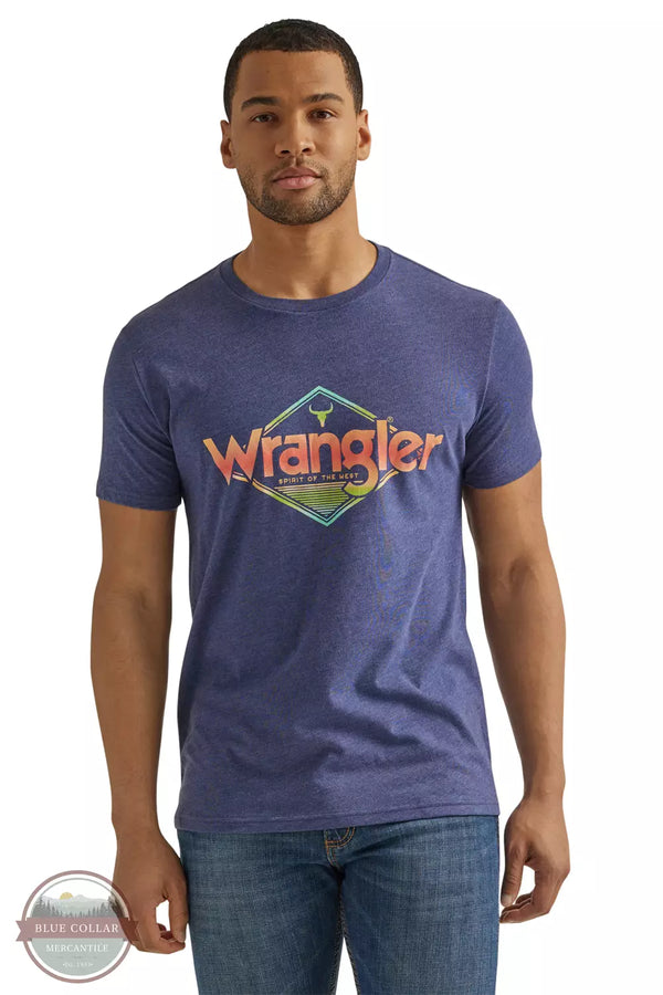 Wrangler 112344155 Authentic Western Diamond T-Shirt in Midnight Blue Front View