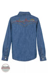Wrangler 112344172 Denim Long Sleeve Snap Western Shirt in Bold Blue Back View