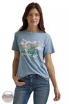 Wrangler 112344175 Retro Soaring Eagle Regular Fit T-Shirt in Ashley Blue Heather Front View